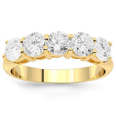 14K Yellow Solid Gold Womens Five Stone Diamond Anniversary Ring 1.03 Ctw